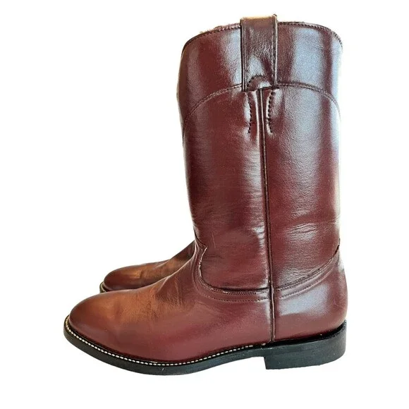 Cowtown Mens women’s Roper Dark Brown Leather Western Boots 6 1/2B Hand Made Cowboy & Western Boots